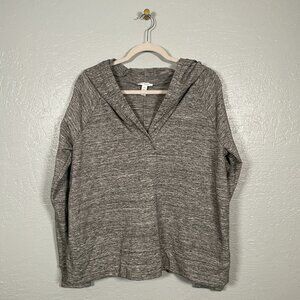 Daily Ritual Women L Heather Gray Terry Hoodie Sweatshirt V Neck Long Sleeve